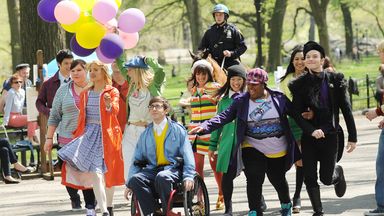 The cast of Glee will pay tribute to co-star Naya Rivera (second from the right). Pic: Startraks/Shutterstock